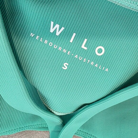 Wilo The Label Ribbed Outline Racerback Sports Bra Mint Green Active Workout Sm - Picture 7 of 12